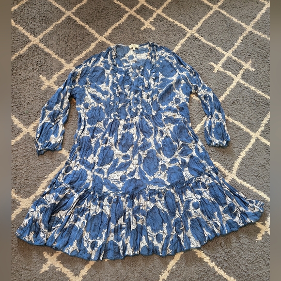 Papaya Blue and White Floral Dress Sz 14 - Picture 1 of 9